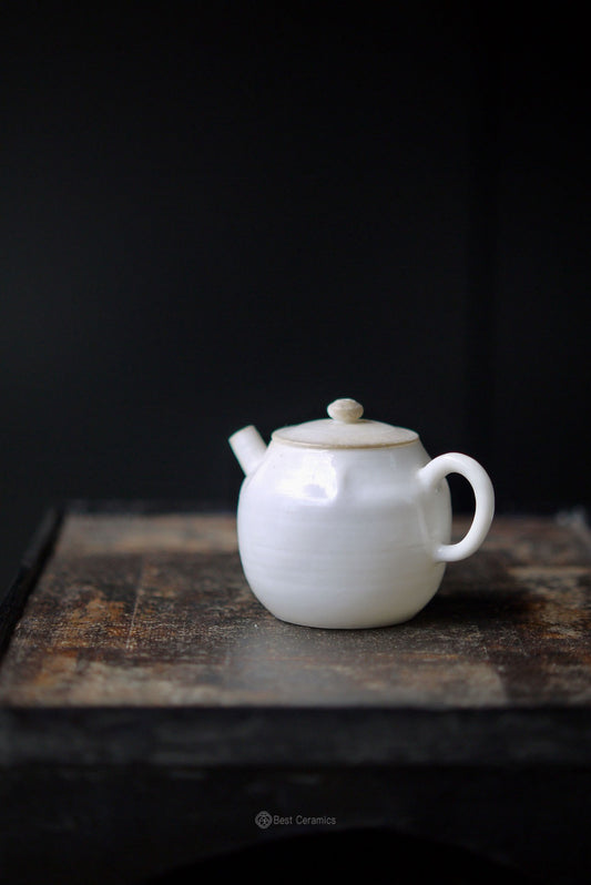 Wood-fired White Porcelain Teapot