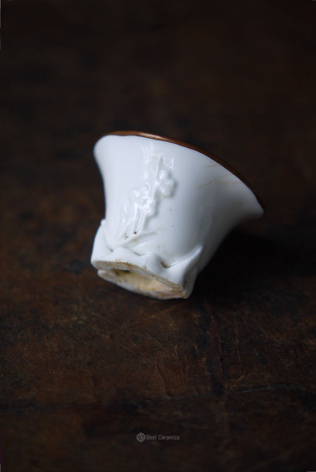 Antique Ming Dehua Plum Blossom Teacup With Copper Top of Rims|Best Ceramics