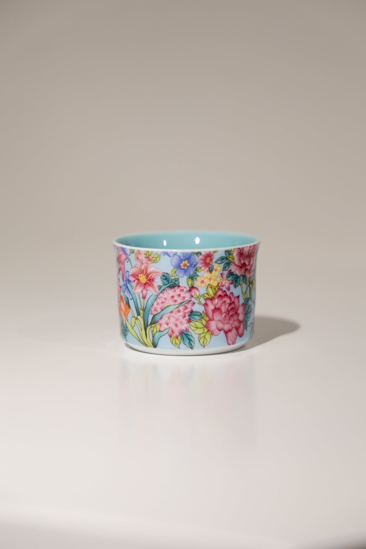 Six-Piece Hand-Painted Porcelain Teacup Set | Gilded Rim for Tea & Coffee