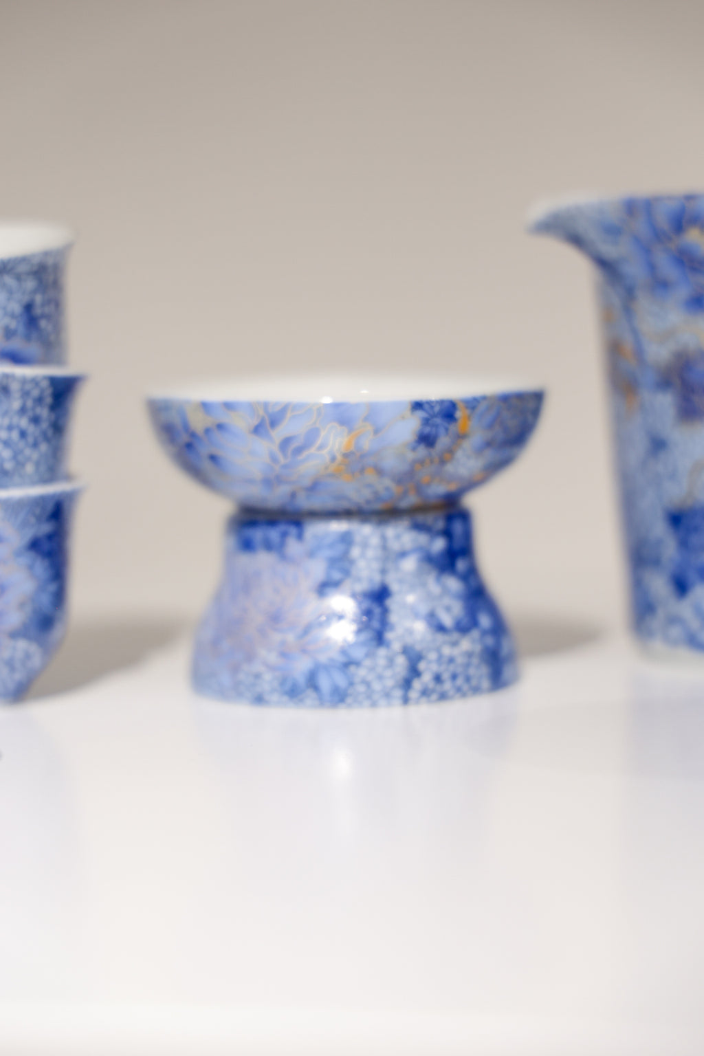 Taiwu Hidden Dragon Tea Set | Hand-Painted Silver & Blue-and-White