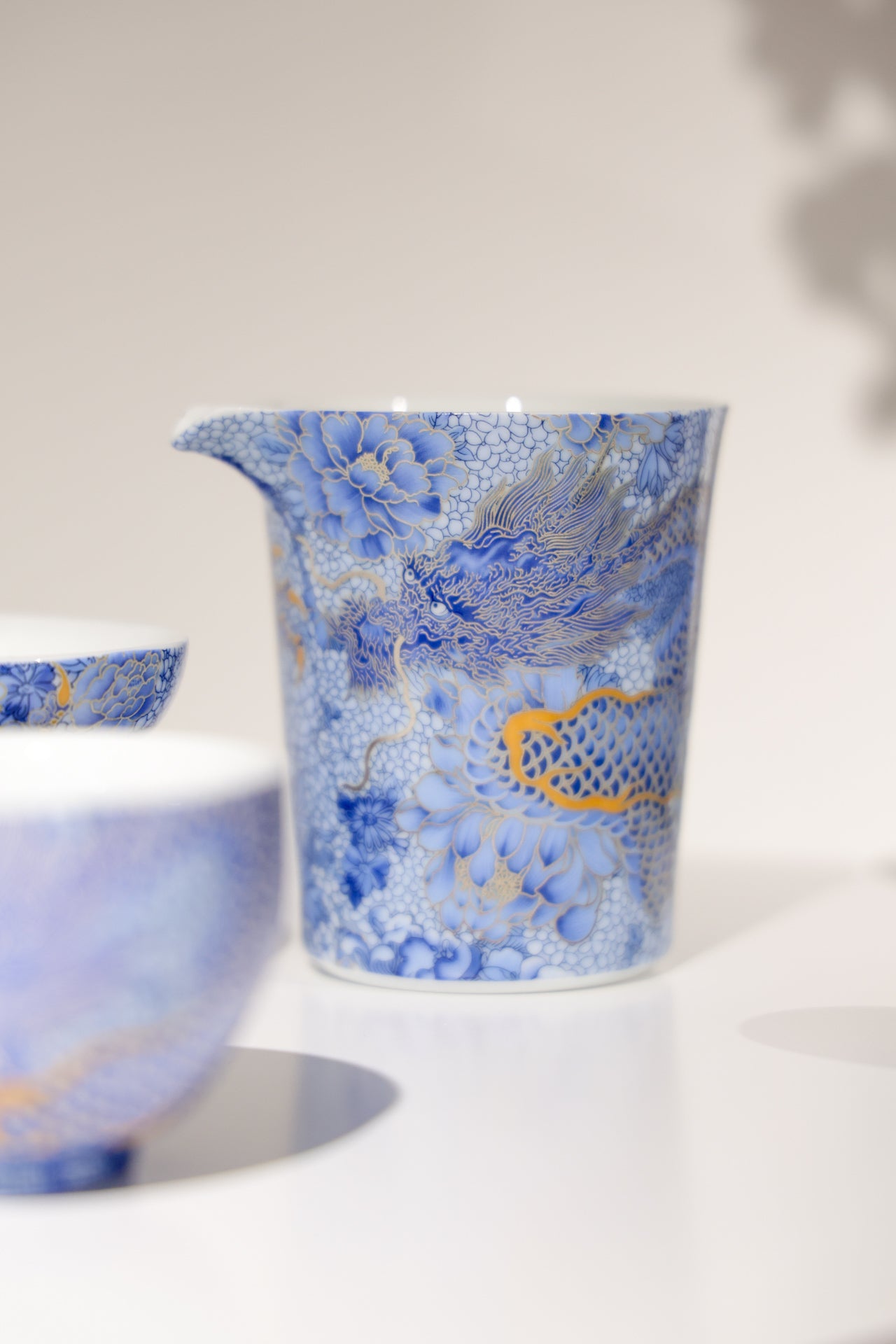 Taiwu Hidden Dragon Tea Set | Hand-Painted Silver & Blue-and-White