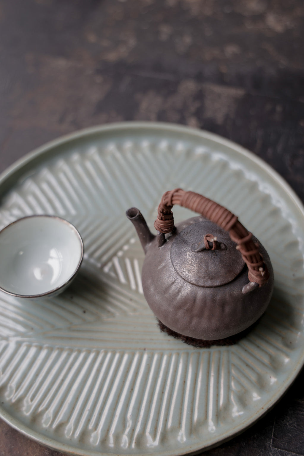 Best Ceramics-Rattan Handled Teapot Dehua Wood-Fired by Huang Qiuyang