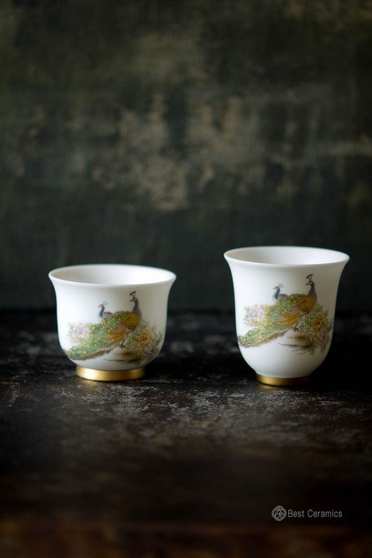 Chinese Vintage Peacock Gongfu Teacup Gorgeous Porcelain|Best Ceramics