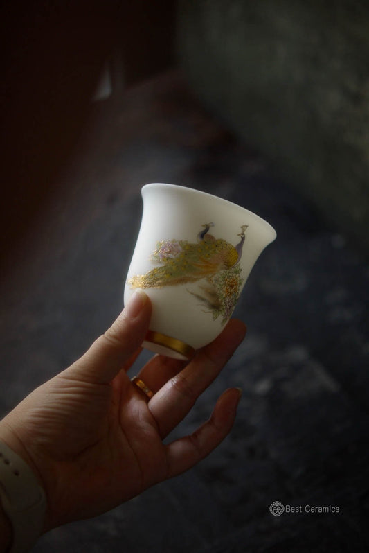 Chinese Vintage Peacock Gongfu Teacup Gorgeous Porcelain|Best Ceramics