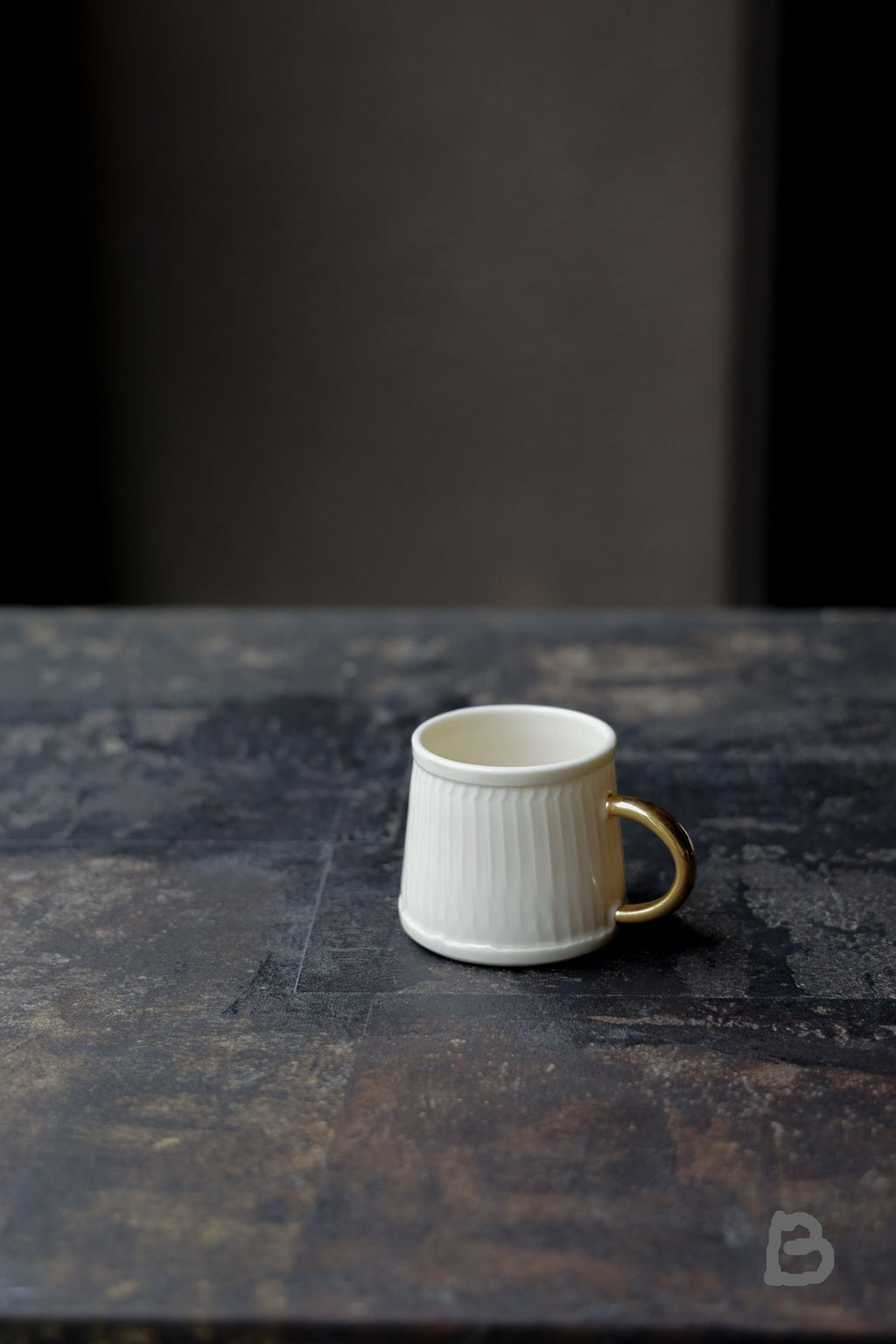 BestCeramics-Handmade Textured Golden Stitch Porcelain Ivory Wabi-Sabi Coffee Cup
