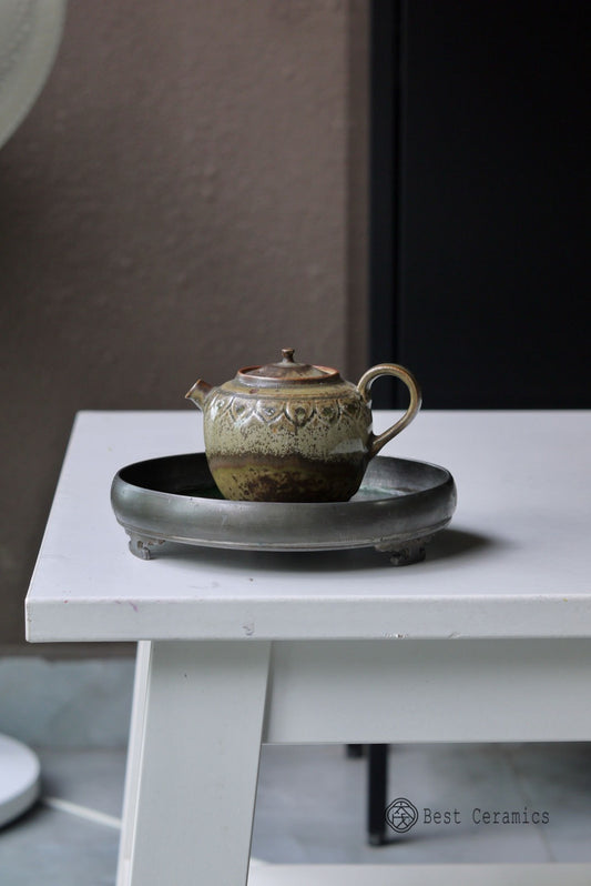 Handcrafted Vintage Lacquered Historic Tin Pot Support|Best Ceramics