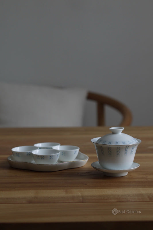Chaozhou Style Chinese Kungfu Vintage Gaiwan Teacup Set|Best Ceramics