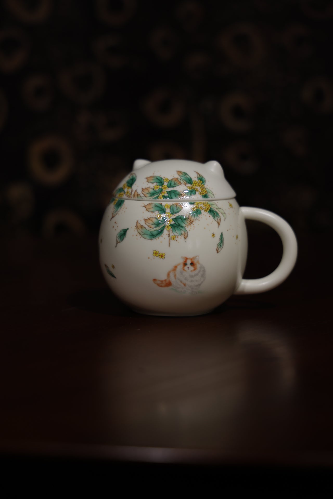 Cute Cat Porcelain Cup with Poetry Gold Accents Tea & Coffee Mug|Best Ceramics
