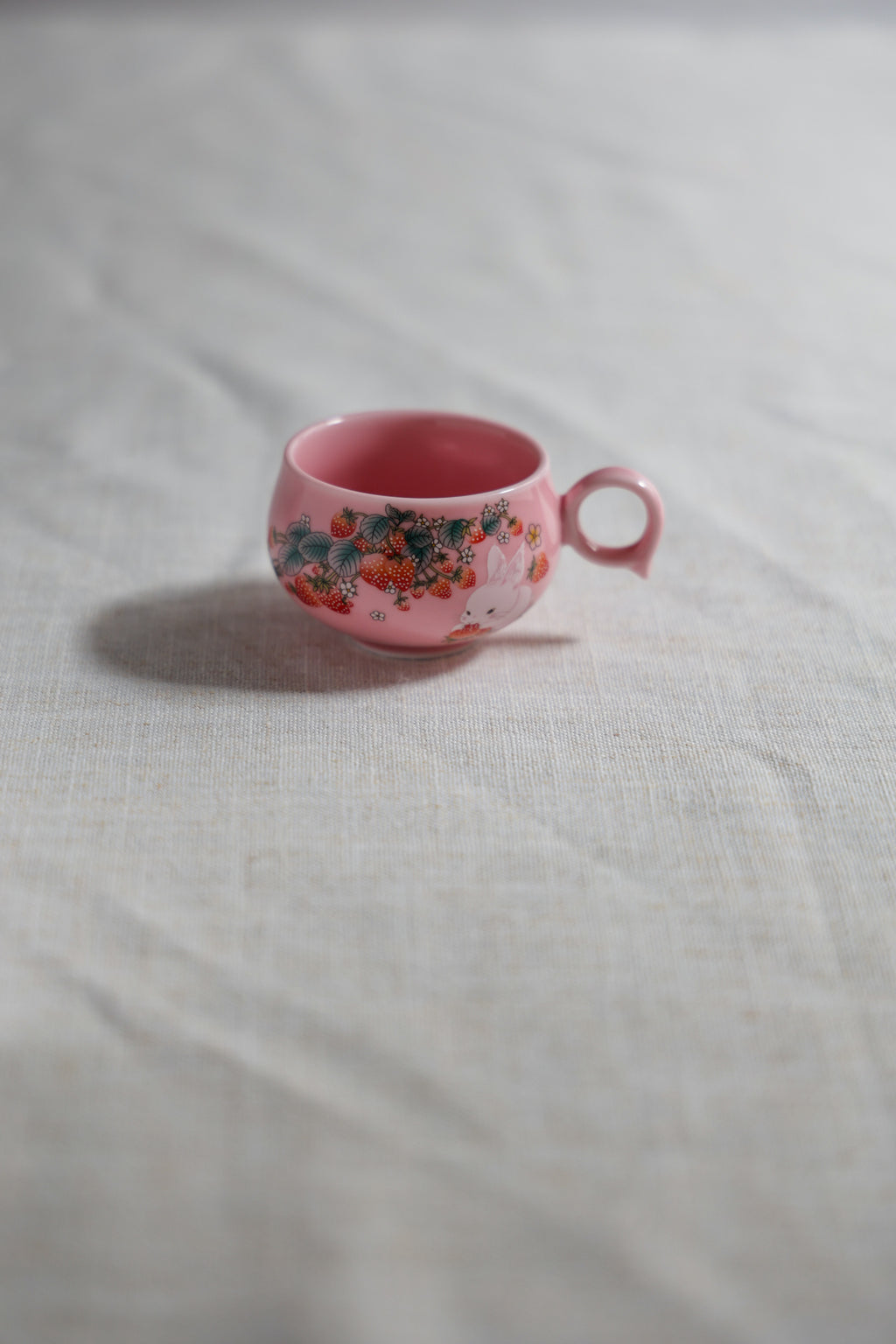 Strawberry Bunny Tea Collection | Matte Pink Hand-Painted Ceramic