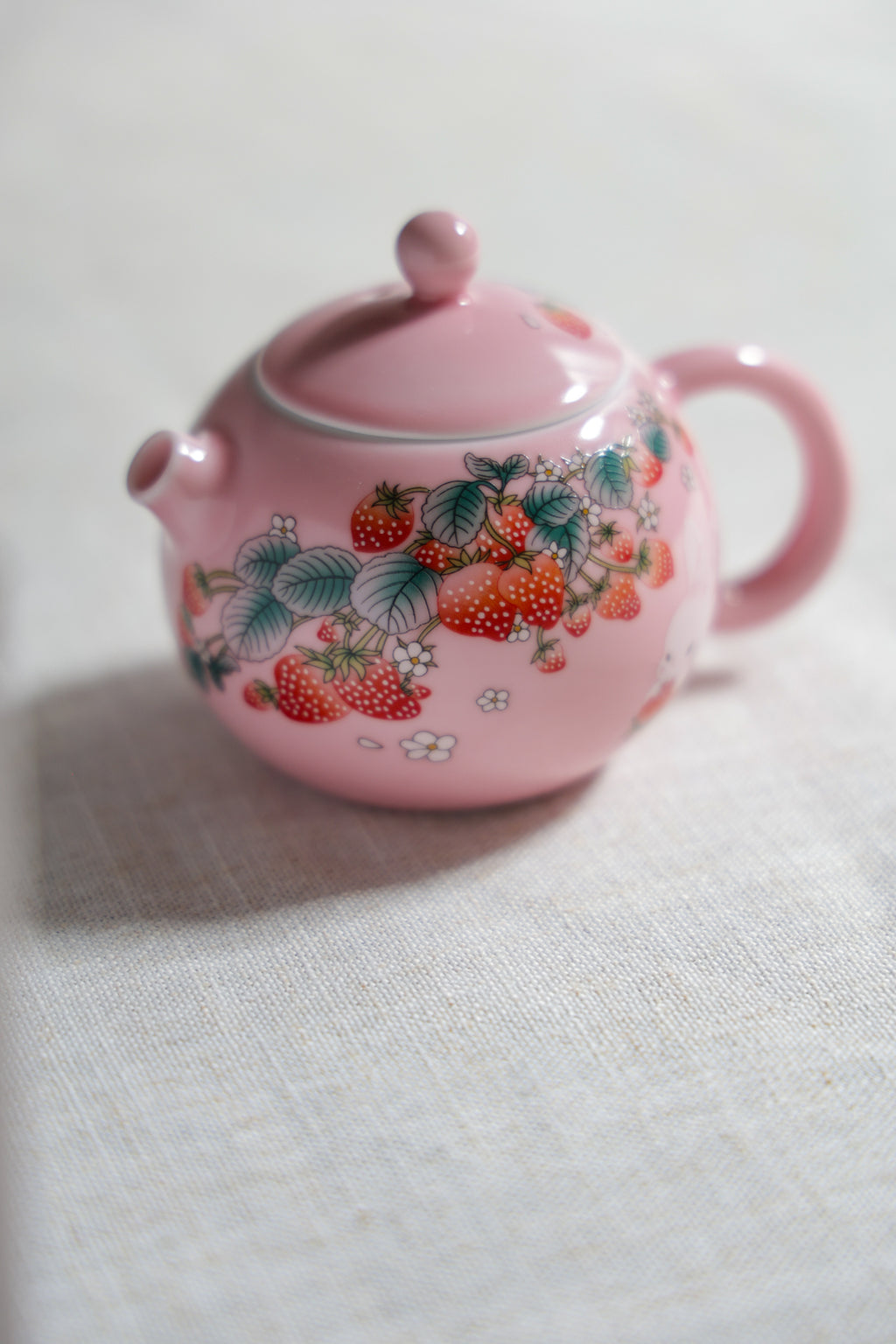 Strawberry Bunny Tea Collection | Matte Pink Hand-Painted Ceramic