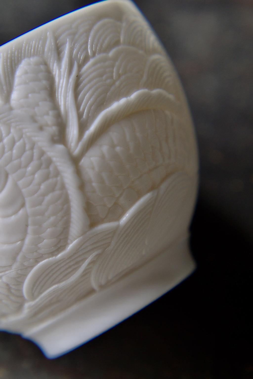 Vintage Style Dehua Jade Porcelain Hand Carved Dragon Teacup|Best Ceramics