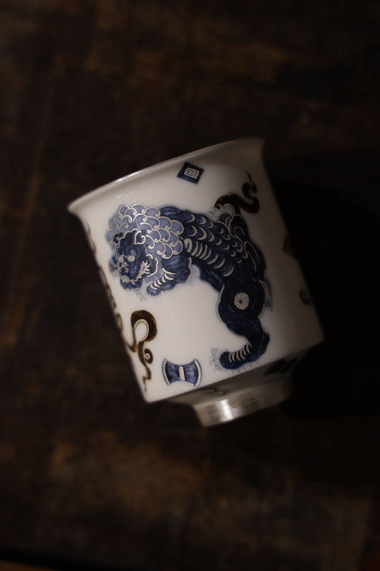 Wabi-sabi Guardian Silver Lion Jade Porcelain Teacup|Best Ceramics