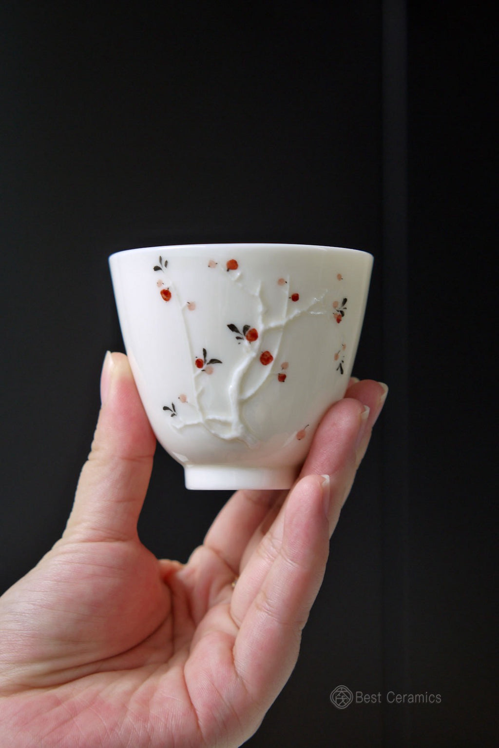Handcrafted Dehua Jade Porcelain Floral Tea Coffee Cup-Best Ceramics