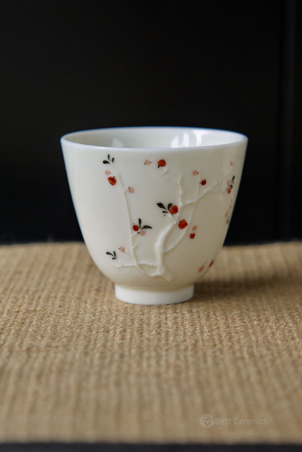 Handcrafted Dehua Jade Porcelain Floral Tea Coffee Cup-Best Ceramics