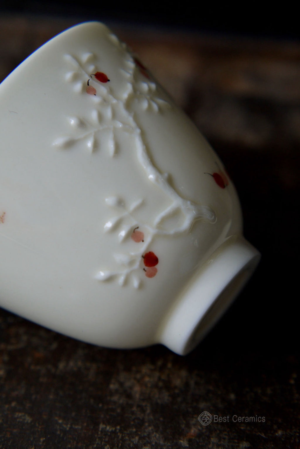 Handcrafted Dehua Jade Porcelain Floral Tea Coffee Cup-Best Ceramics