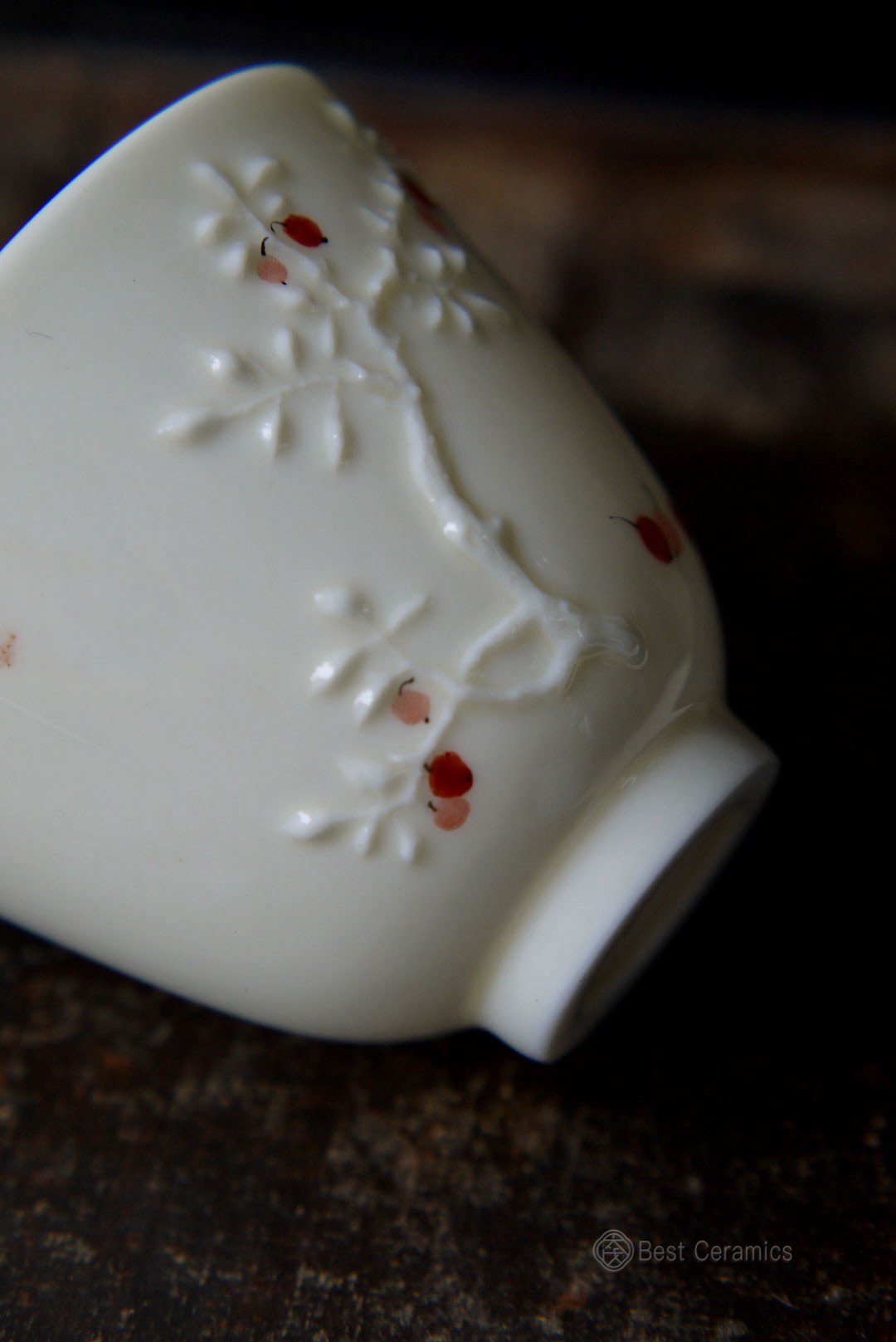 Handcrafted Dehua Jade Porcelain Floral Tea Coffee Cup-Best Ceramics