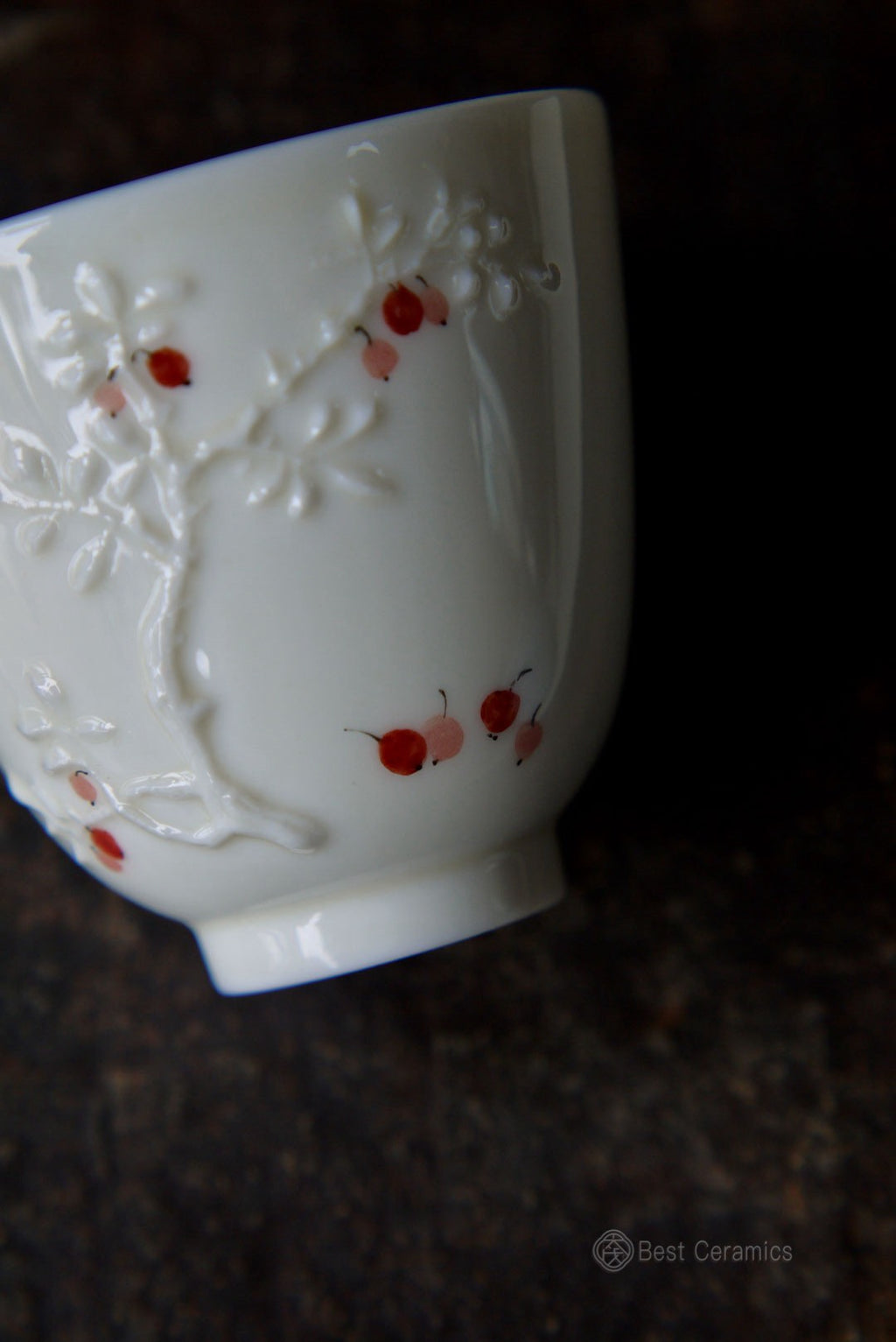 Handcrafted Dehua Jade Porcelain Floral Tea Coffee Cup-Best Ceramics