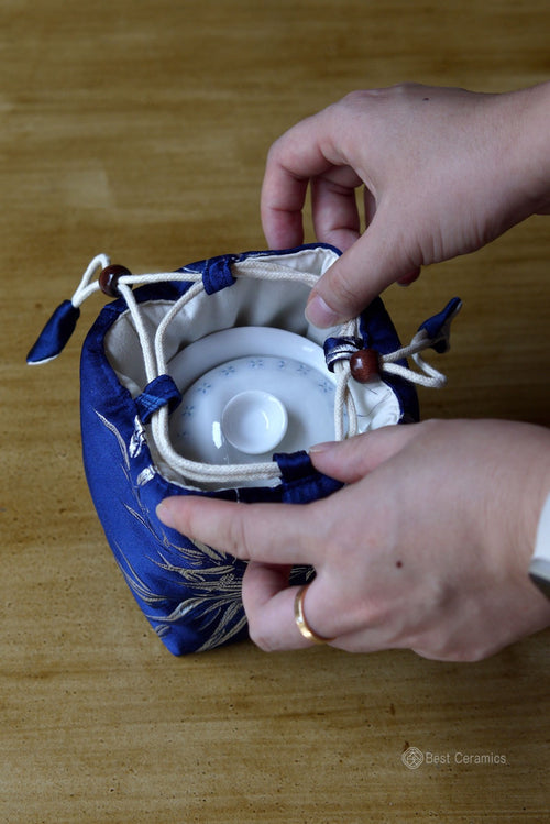 Handmade Blue Fabric Teaware Teapot Gaiwan Travel Bag|Best Ceramics