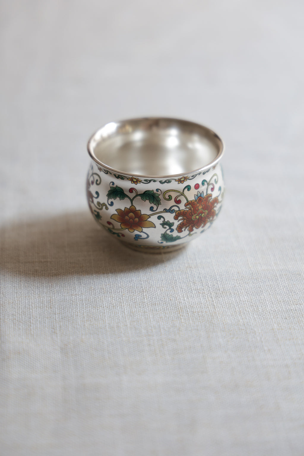 Hand-Painted Silver & Floral Teaset