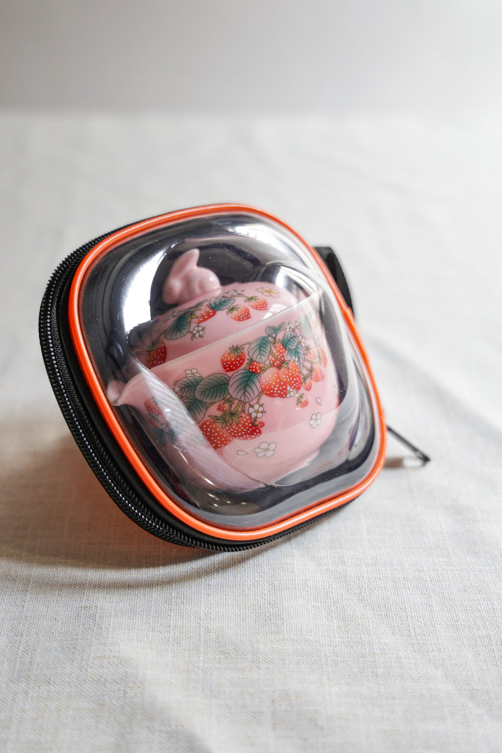 Strawberry Garden Portable Tea Set | 1 Pot 2 Cups Quick-Brew Kit