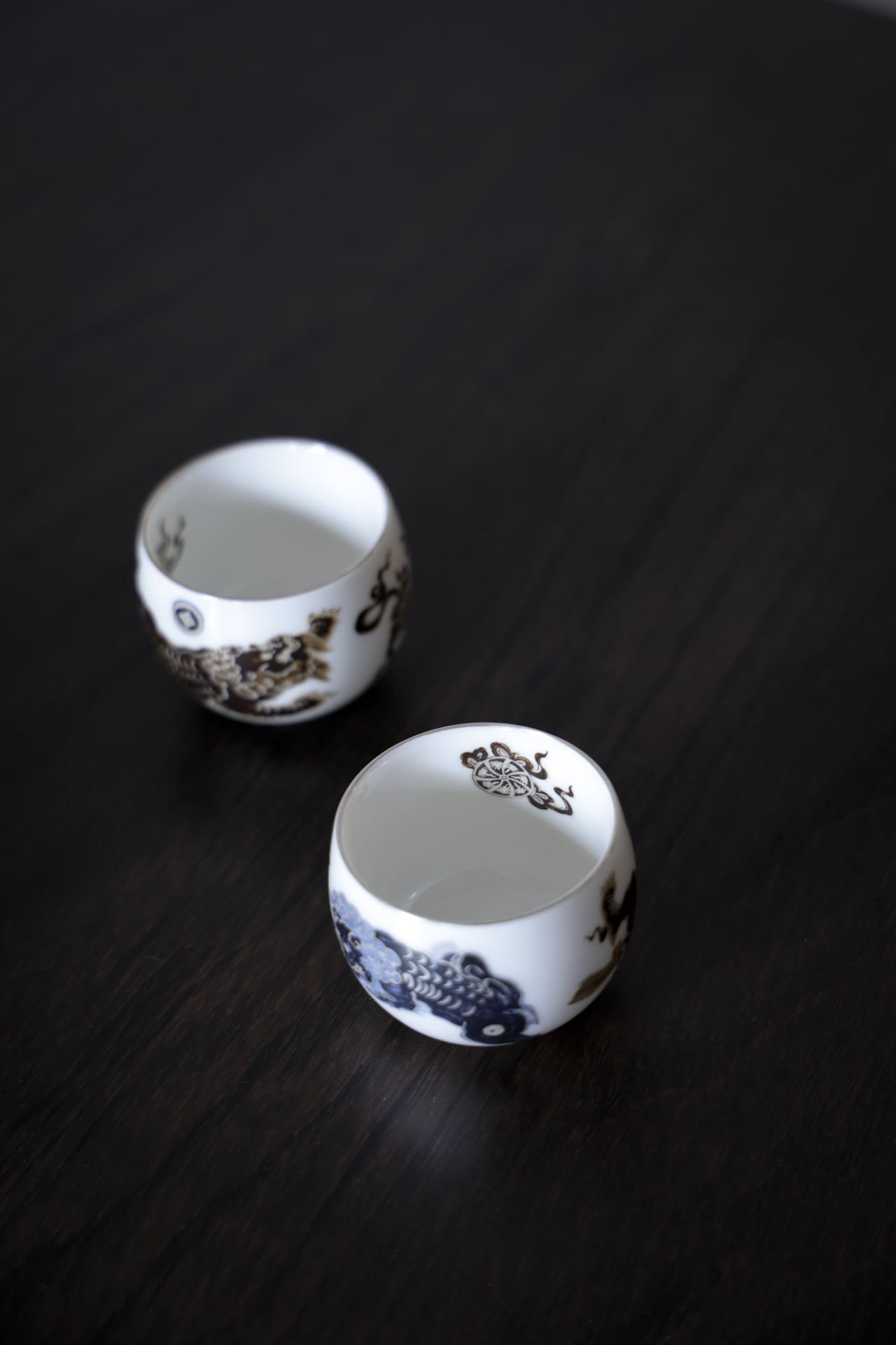 Hand-Painted Mythical Beast Tea Set Silver Accents Pearl Knob |Best Ceramics