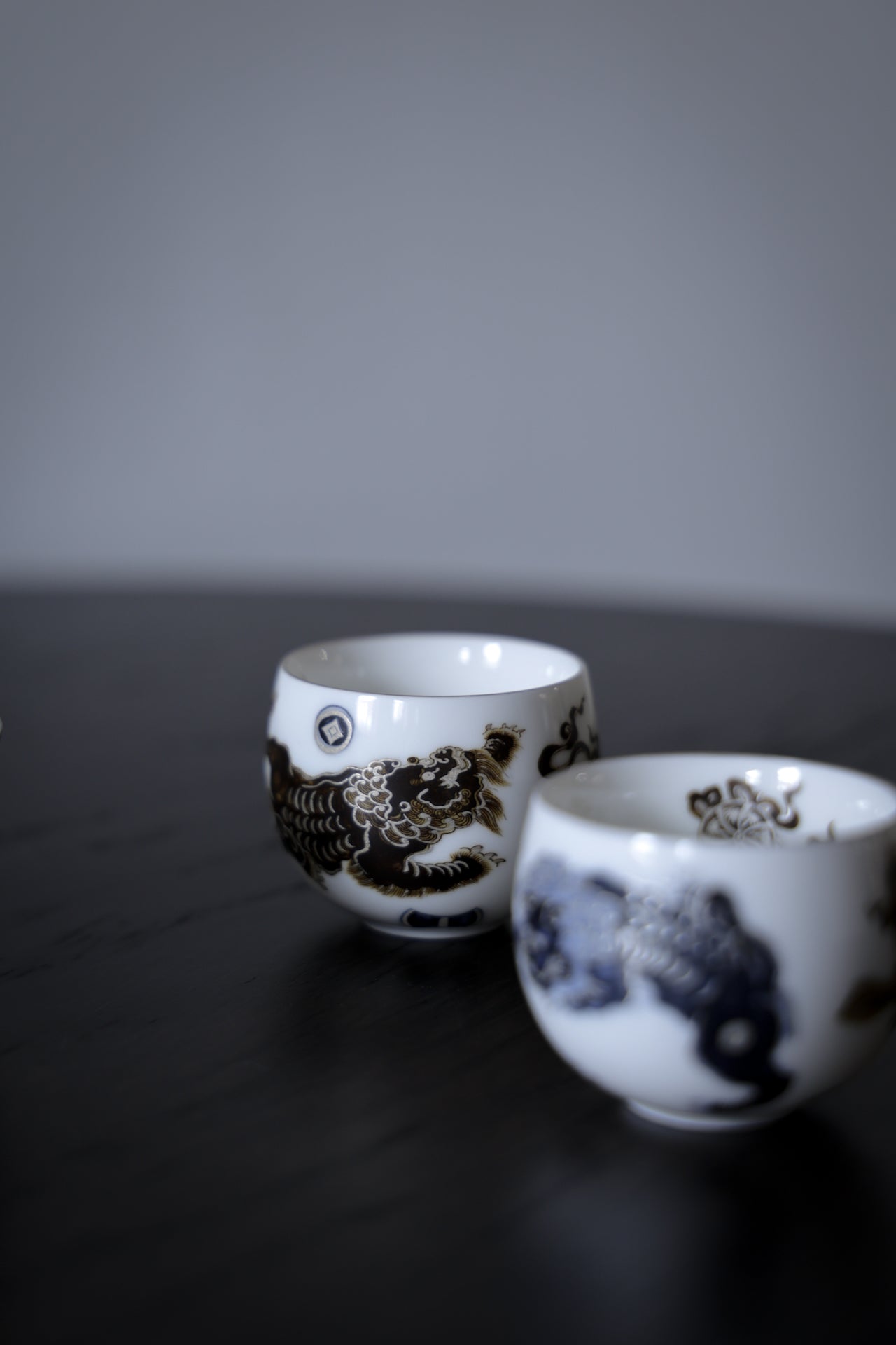 Hand-Painted Mythical Beast Tea Set Silver Accents Pearl Knob |Best Ceramics