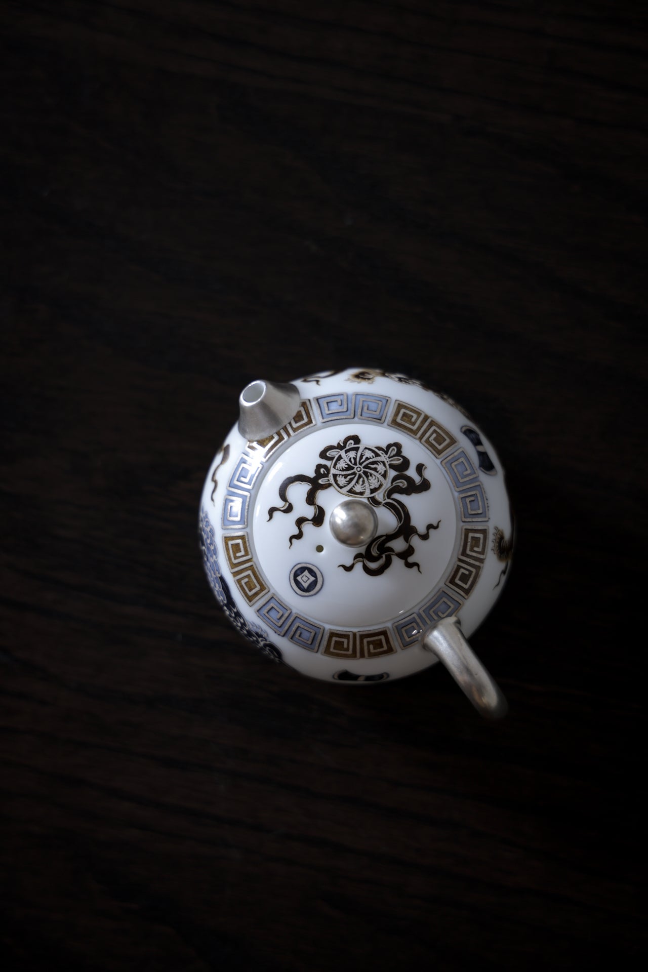 Hand-Painted Mythical Beast Tea Set Silver Accents Pearl Knob |Best Ceramics