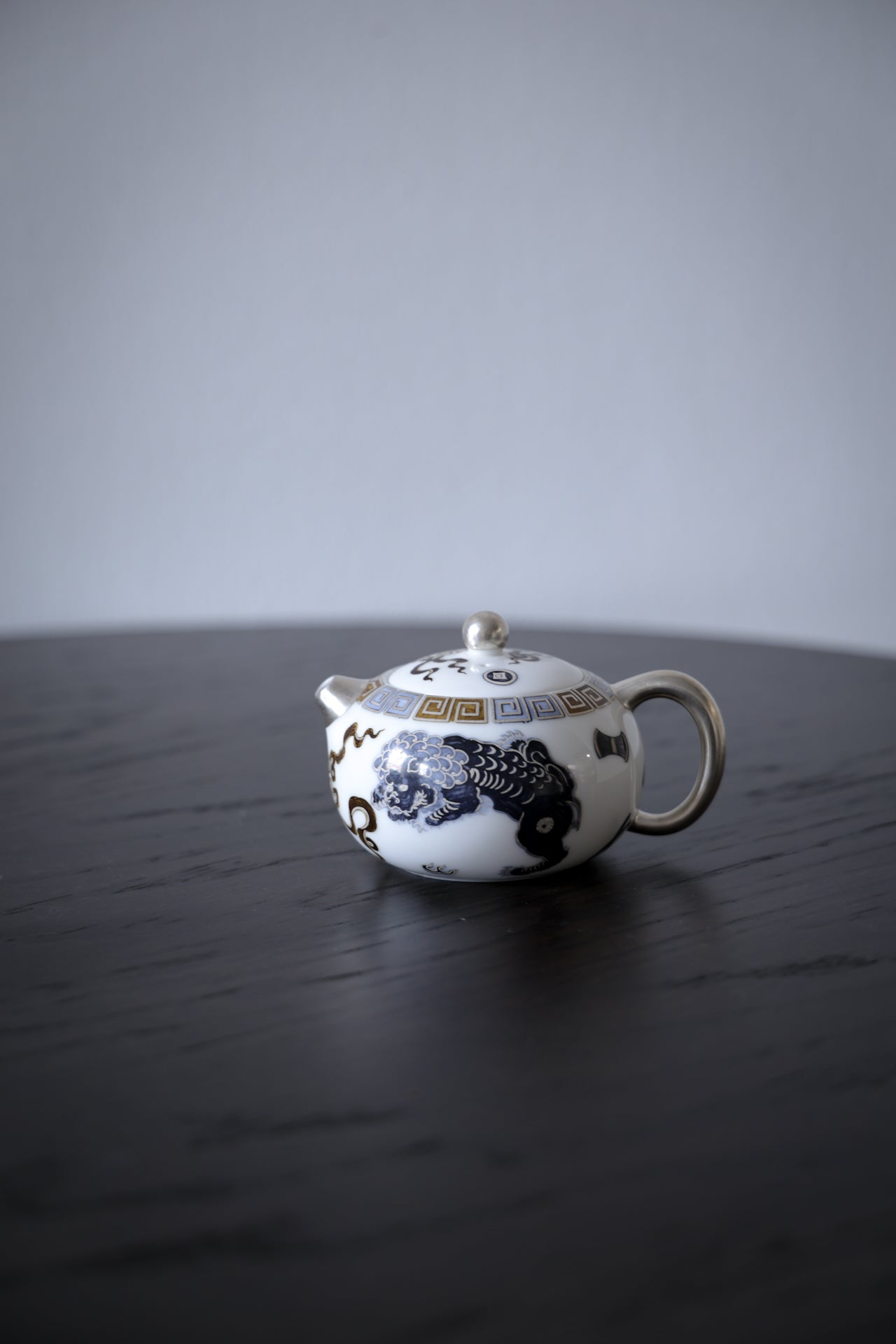 Hand-Painted Mythical Beast Tea Set Silver Accents Pearl Knob |Best Ceramics