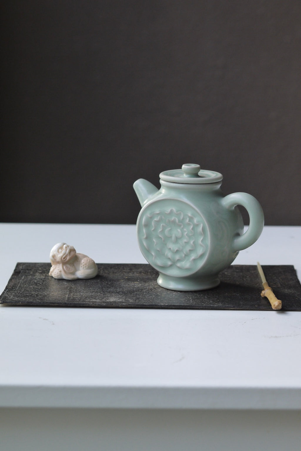 Ru Yao Vintage Flower Sculptured Gongfu Teapot Cracked Glaze Porcelain|BestCeramics