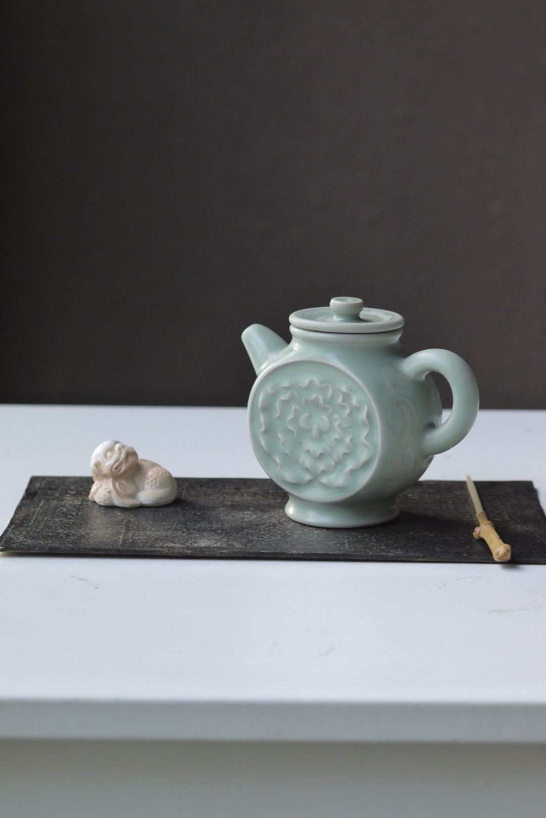 Ru Yao Vintage Flower Sculptured Gongfu Teapot Cracked Glaze Porcelain|BestCeramics