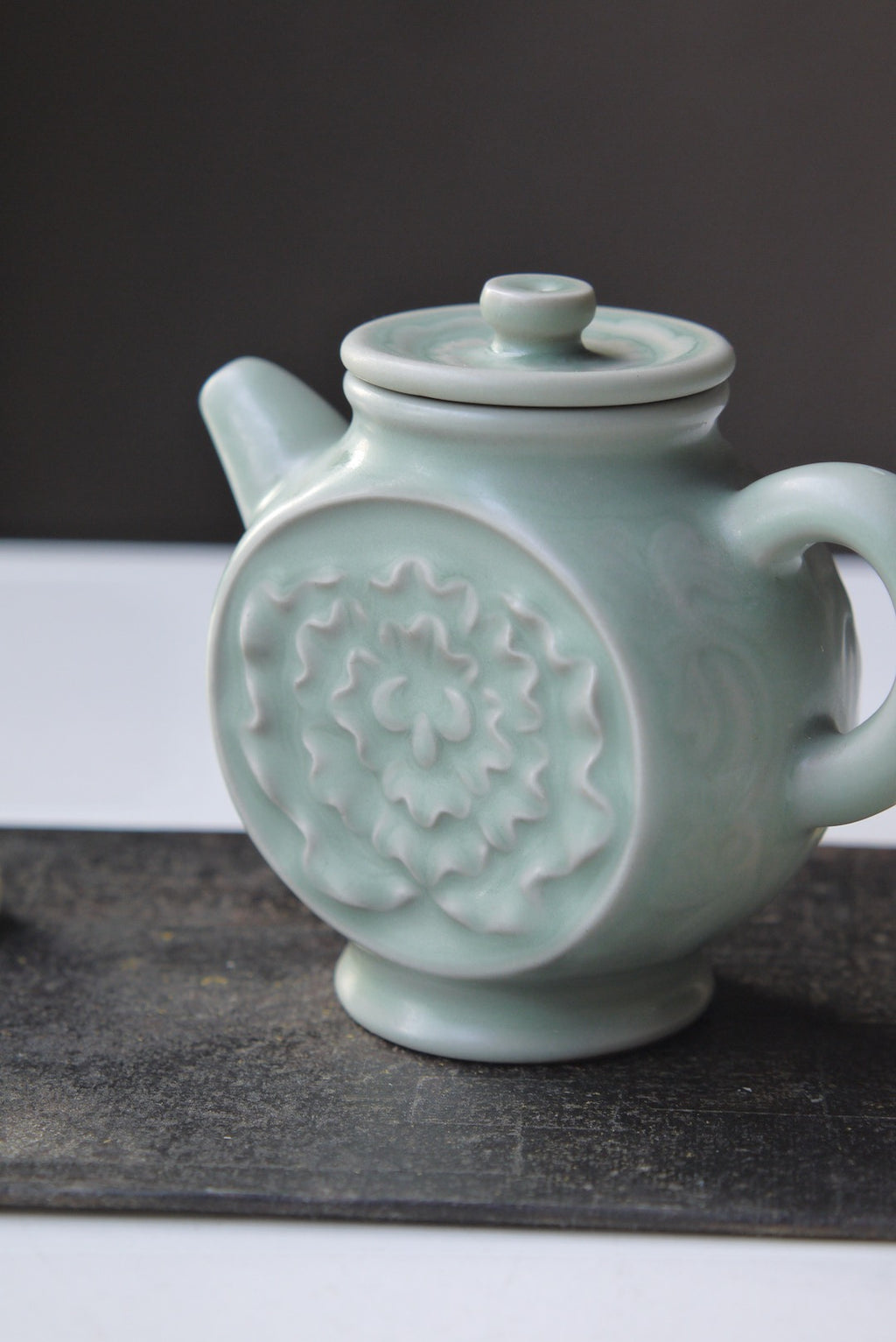 Ru Yao Vintage Flower Sculptured Gongfu Teapot Cracked Glaze Porcelain|BestCeramics