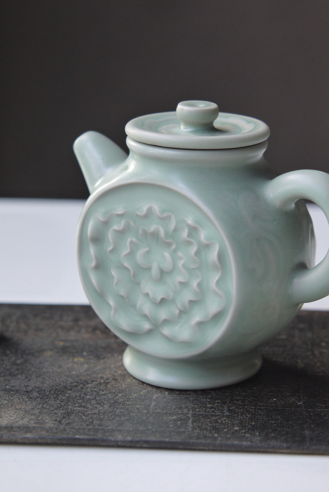 Ru Yao Vintage Flower Sculptured Gongfu Teapot Cracked Glaze Porcelain|BestCeramics