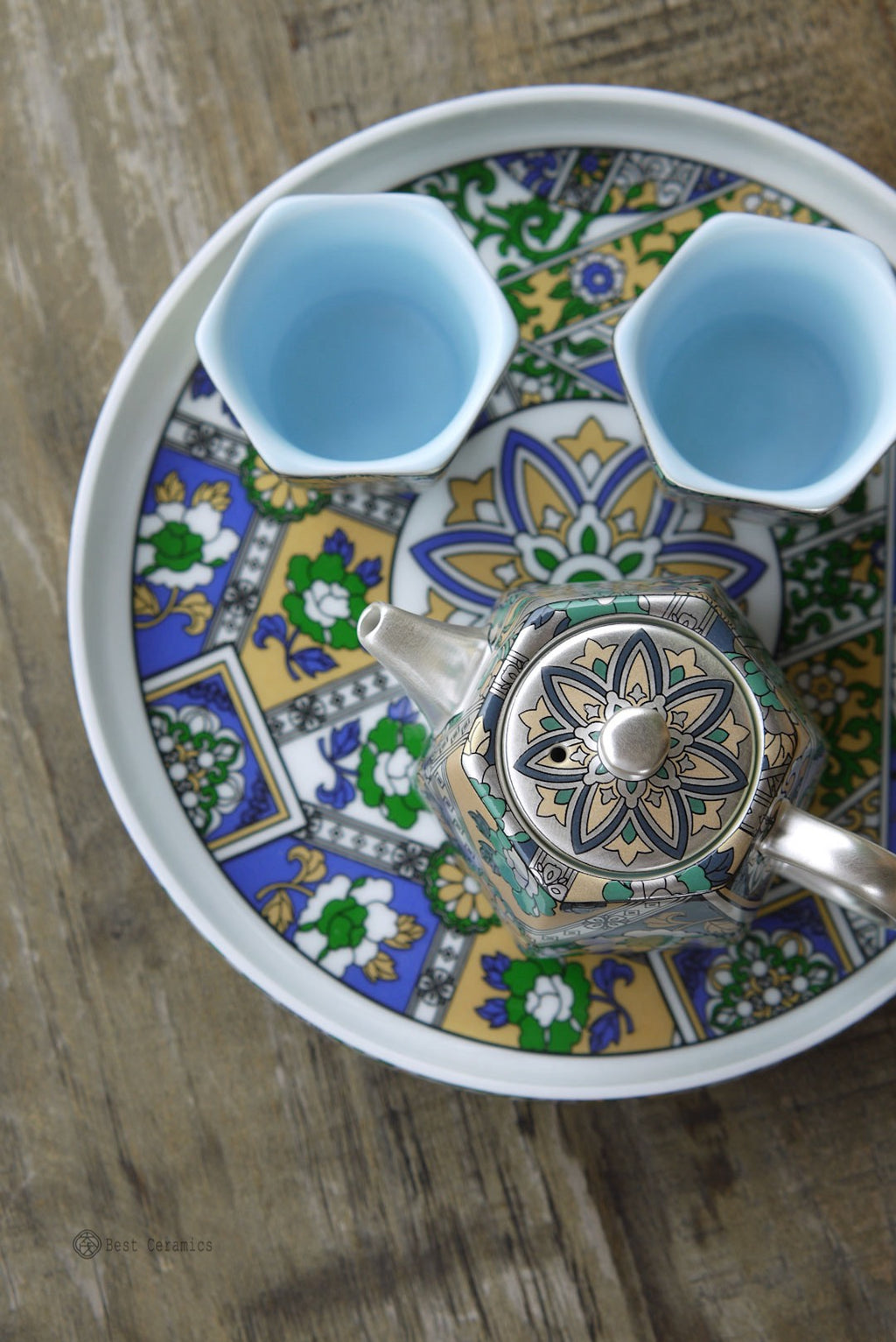 Chinese Classic Silver Painting Flowers Gongfu Teapot Set|Best Ceramics