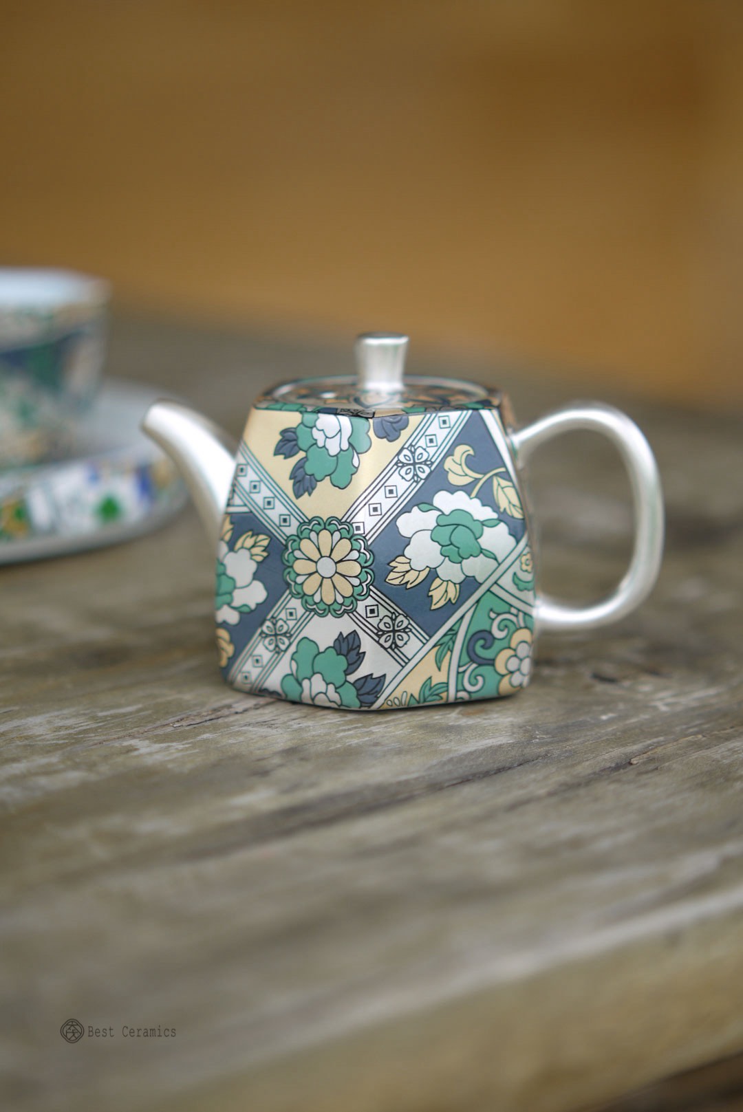 Chinese Classic Silver Painting Flowers Gongfu Teapot Set|Best Ceramics