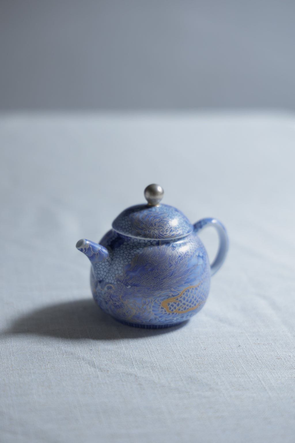 Taiwu Hidden Dragon Tea Set | Hand-Painted Silver & Blue-and-White