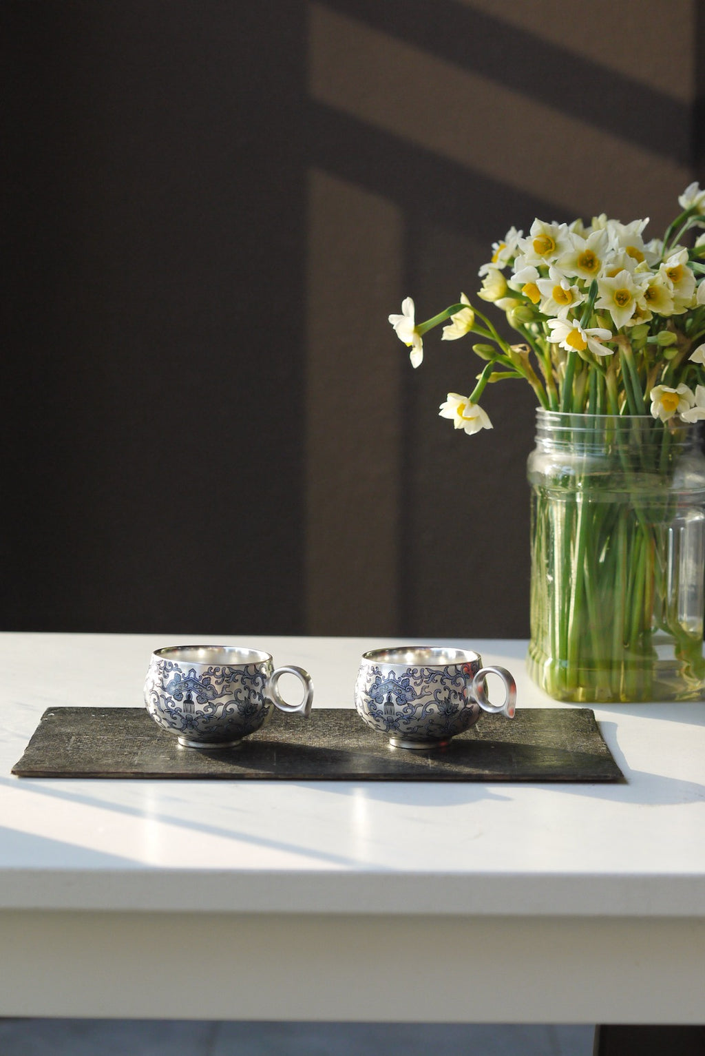 Vintage Style Qinghua Painting Silver Teacup Coffee Cup |Best Ceramics