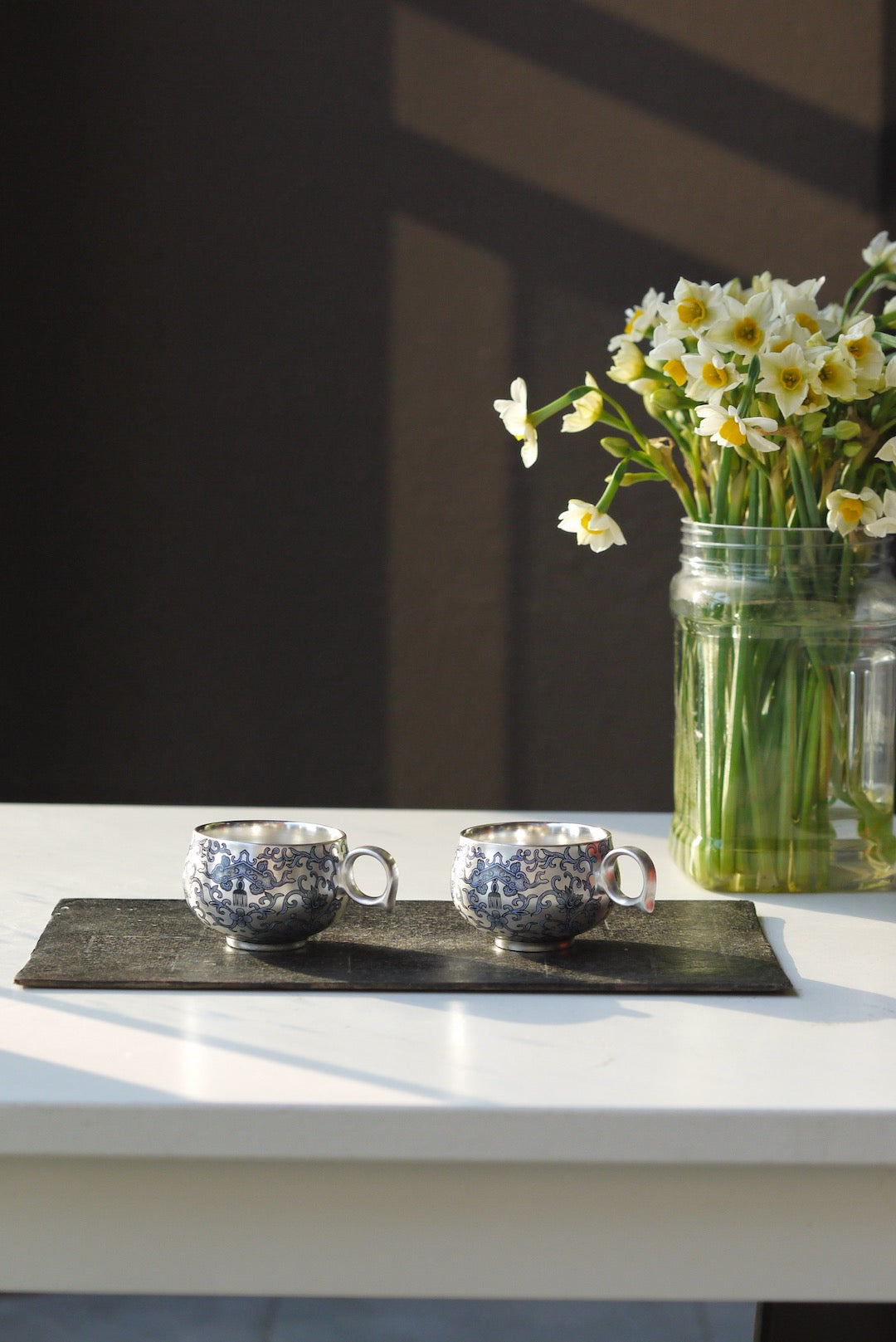 Vintage Style Qinghua Painting Silver Teacup Coffee Cup |Best Ceramics