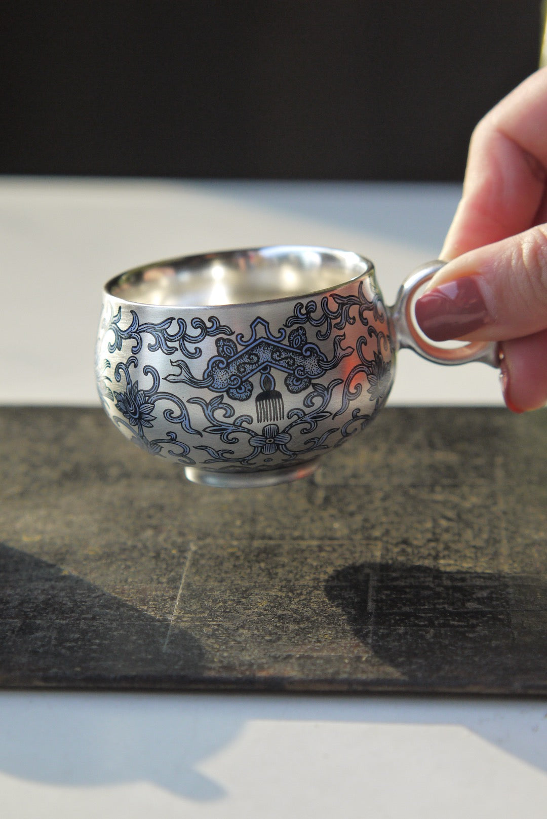 Vintage Style Qinghua Painting Silver Teacup Coffee Cup |Best Ceramics