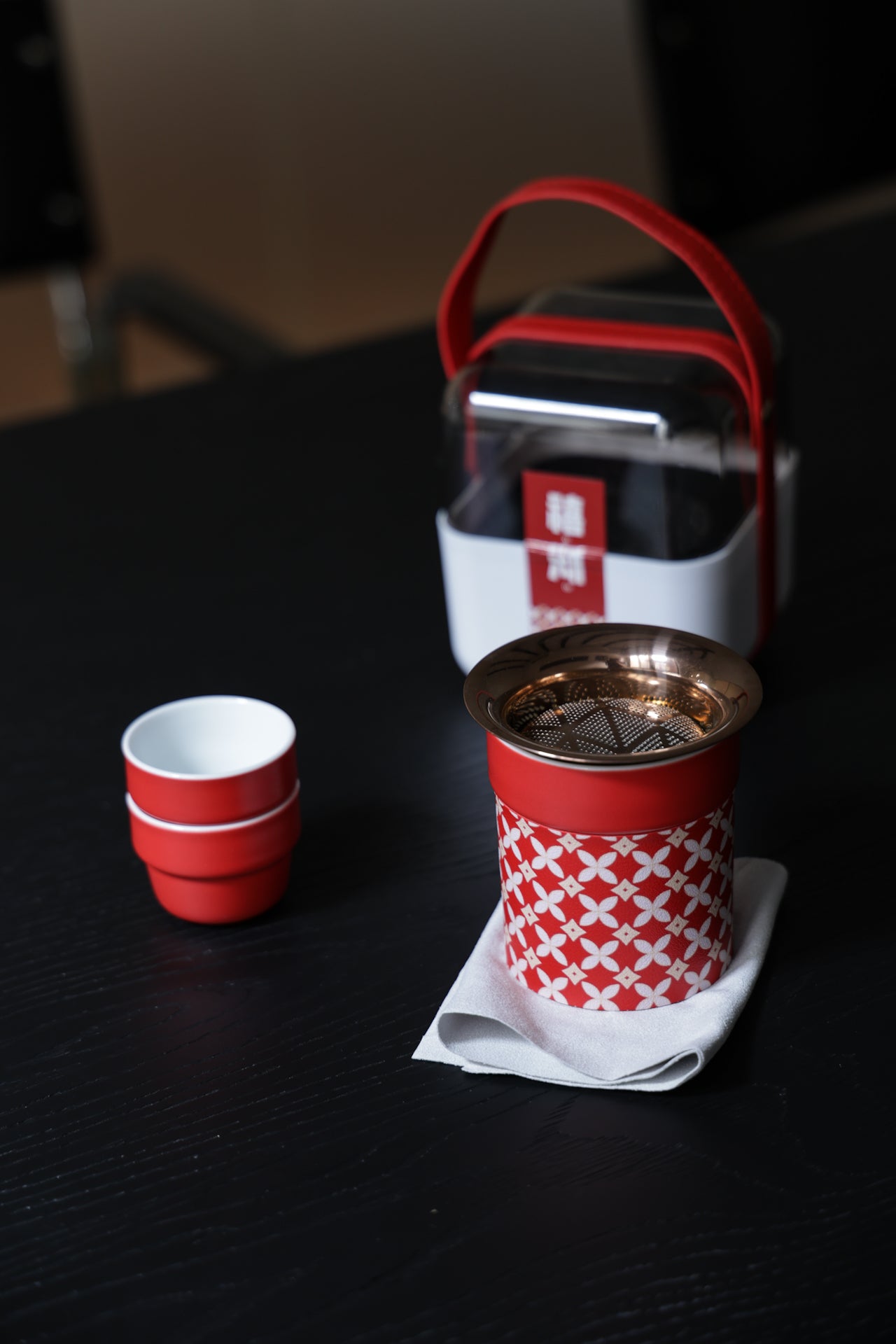 Portable Red Tea Set with Travel Case Wedding & Holiday Gift|Best Ceramics