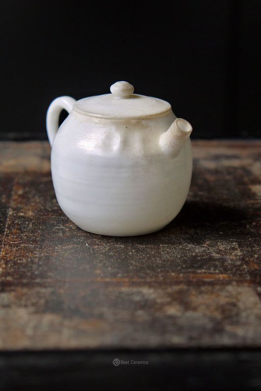 Wood-fired White Porcelain Teapot