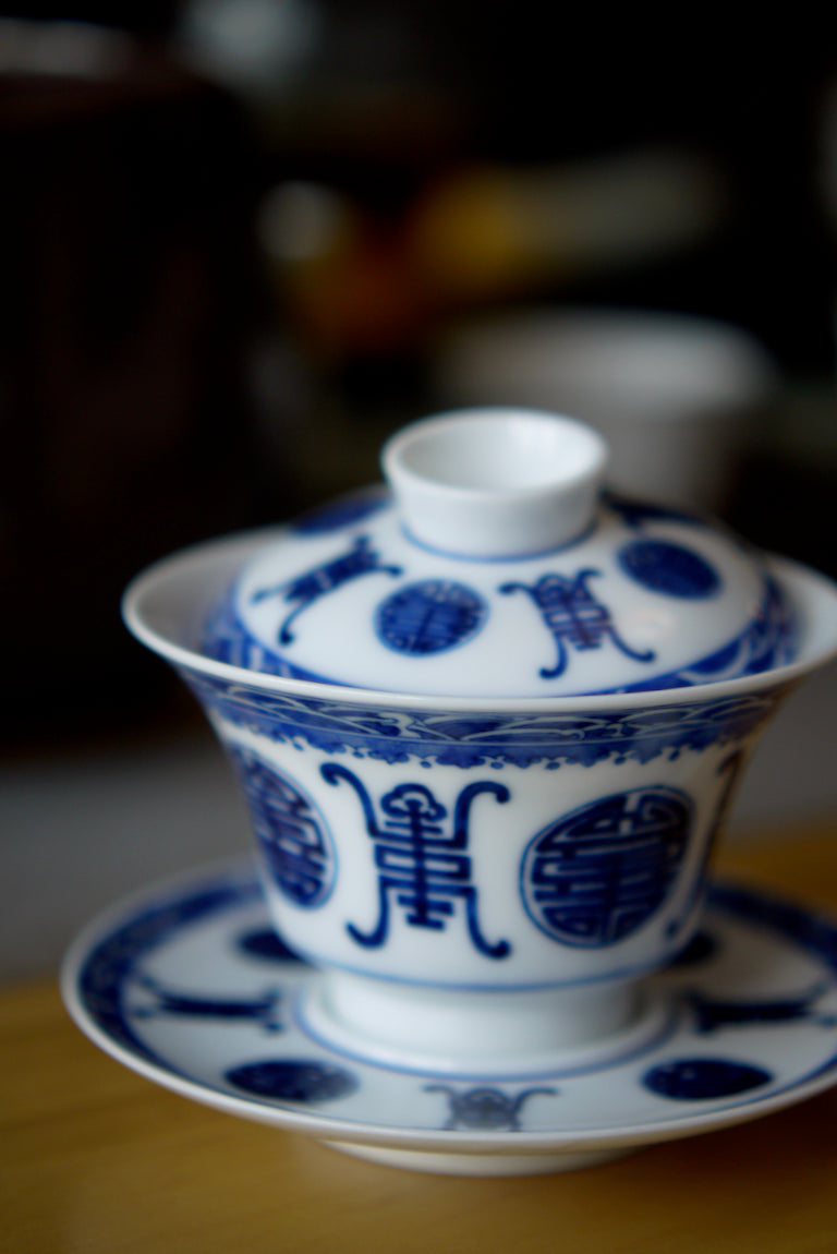 Handmade Vintage Chinese Long Life Painting Gongfu Gaiwan|Best Ceramics