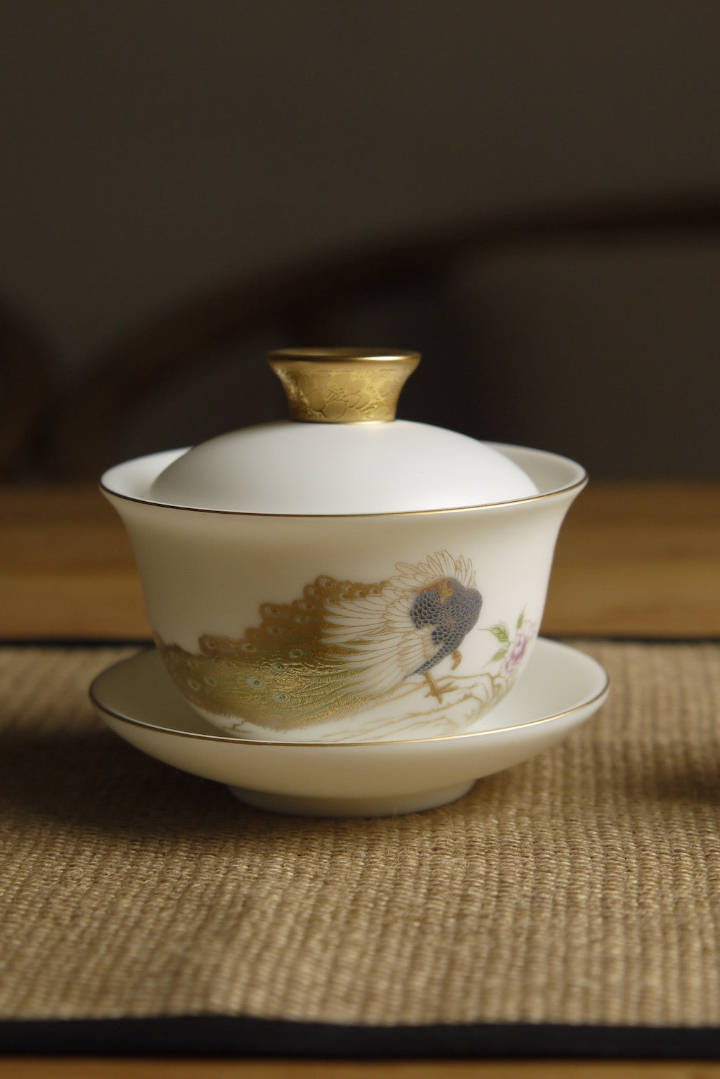 Gorgeous Peacock Blanc De Chine Dehua Porcelain Gaiwan Set |Best Ceramics