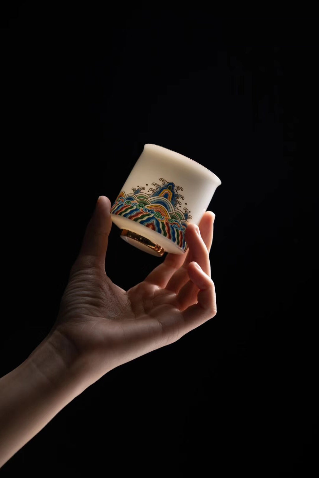 Teacups Colorful Mountain Cloud Water With Golden Shape|Best Ceramics