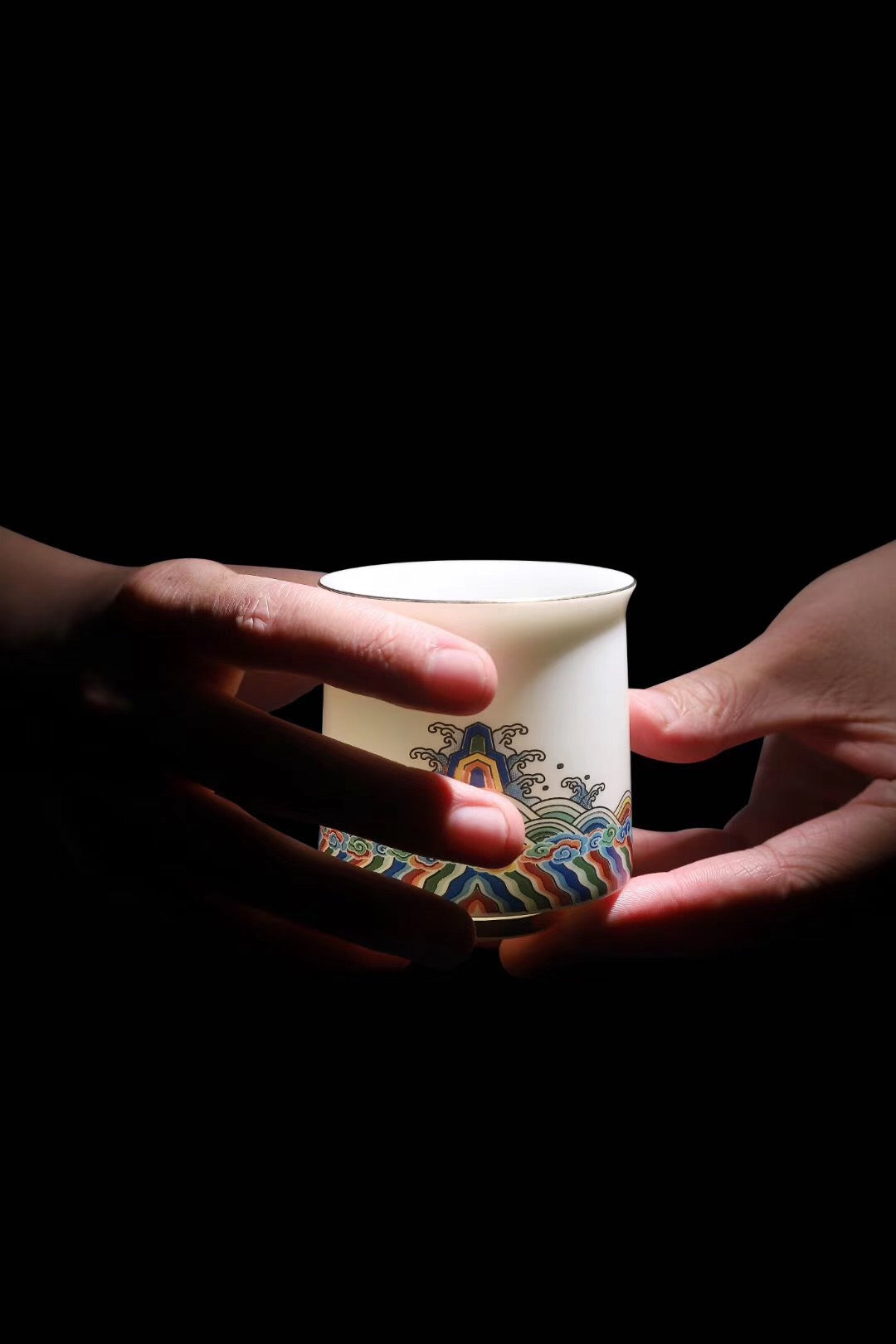 Teacups Colorful Mountain Cloud Water With Golden Shape|Best Ceramics