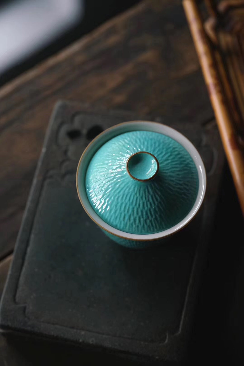 Hand Sculptural And Turquoise Chinese Tea Style Gaiwan|Best Ceramics